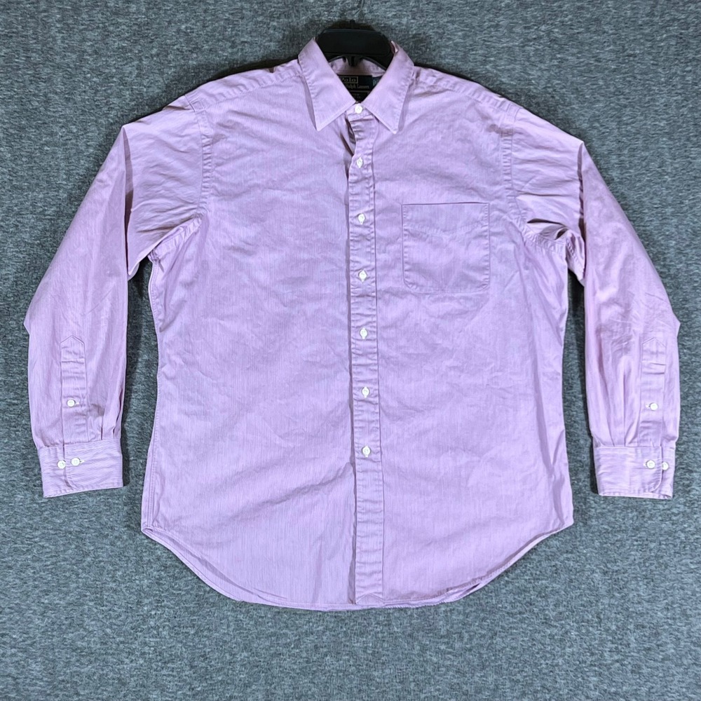 Polo Ralph Lauren Andrew Classic Fit Pink Stripe Shirt Men 16 1/2 34 35